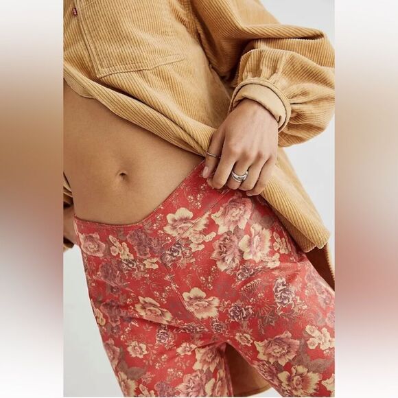 Free People House Party Printed Vegan Suede Flare Leg Pants - Picture 2 of 9